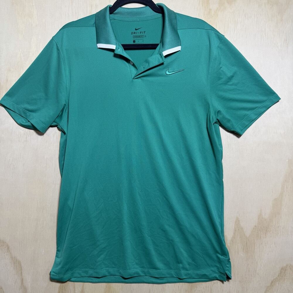 Nike Dri-FIT Golf Polo Shirt Mens S Green Standard Fit Swoosh‎ Athletic